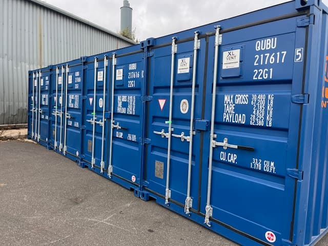 Secure container doors with locking bars